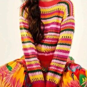 NWT FARM Rio Fruit Dream Crochet Sweater Size- S